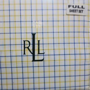 LAUREN Ralph Lauren Boylston White/ Blue/Yellow Plaid FULL Sheet Set